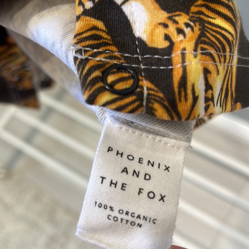 PHOENIX AND THE FOX sz 1 Organic Cotton baby romper unisex girl boy Tiger print - Picture 2 of 12